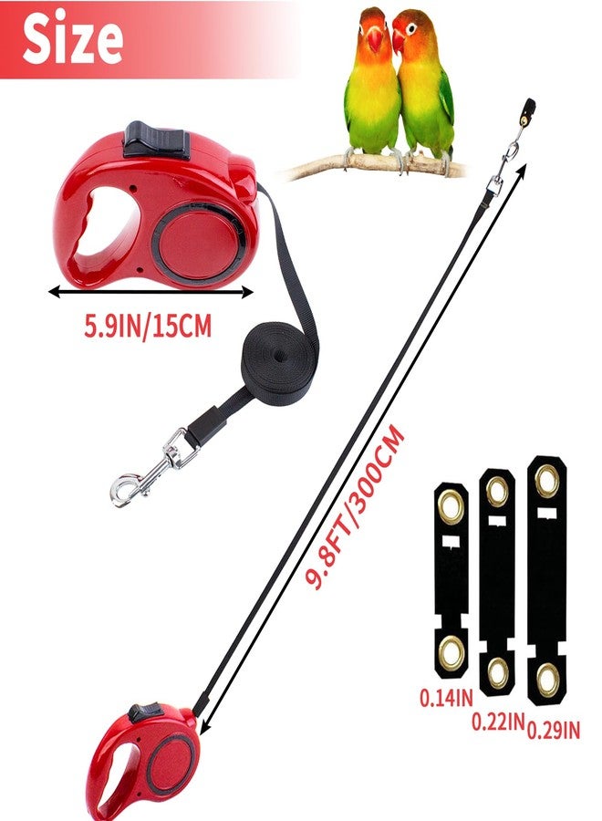 OOXYG Retractable Bird Leash, 9.8ft Anti-Bite Bird Harness, Adjustable Parrot Harness with 3 Sizes Foot Rings, Outdoor Flying Harness for Macaws, Cockatiels, Macaws, Conures, Parrot, Parakeet - Image 3
